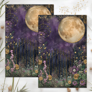 FULL MOON MIDNIGHT GARDEN DECOUPAGE TISSUE PAPER