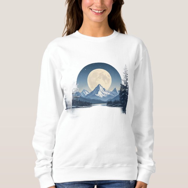 Full Moon Mountain Landscape Sweatshirt (Front)