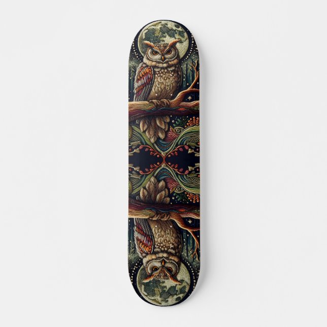 Full Moon Mystical Night Owl Skateboard (Front)