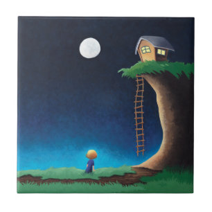 Full Moon Night Sky Ceramic Tile