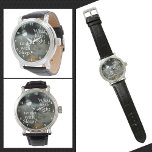 Full Moon Nighttime Quote Customizable Watch<br><div class="desc">This modern gothic black watch features a full moon among moonlit clouds in a beautifully eerie night sky. This goth watch quotes John Milton, a 17th century English poet, "What hath Night to do with Sleep?" While contemplating whether you believe self-control or self-indulgence, this beautiful and unique watch will beguile...</div>