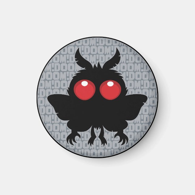 Full Moon Of Doom Cute Mothman Cryptid Magnet (Front)