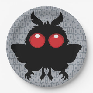 Full Moon Of Doom Cute Mothman Cryptid Paper Plate
