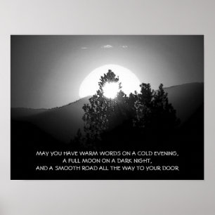 Full Moon On A Dark Night Irish Toast Poster