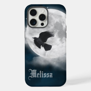 Full Moon on Blue Suede with Raven iPhone 15 Pro Max Case