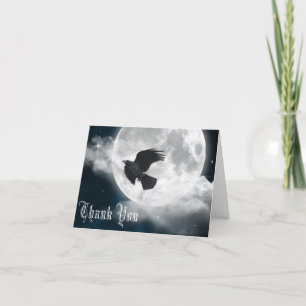 Full Moon on Blue Suede with Raven Thank You Card