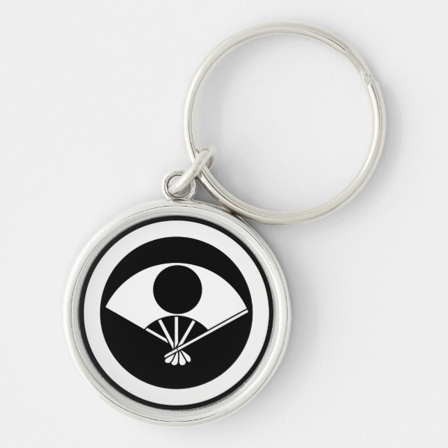 Full moon on fan in circle keychain (Front)