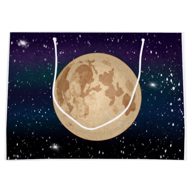 Full Moon on Starry Night Hand Drawn    Large Gift Bag (Front)