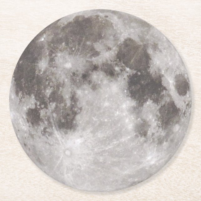 Full moon on the sky round paper coaster (Front)