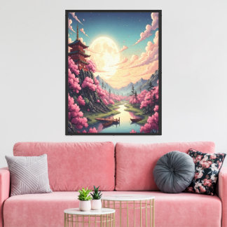Full Moon Over a Sacred Pagoda Canvas Print