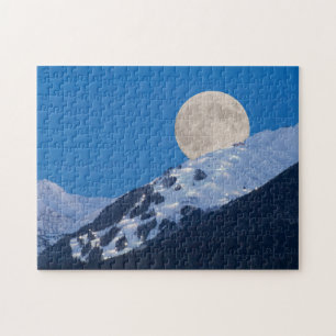 Full Moon Over Alyeska Ski Resort, Alaska Jigsaw Puzzle
