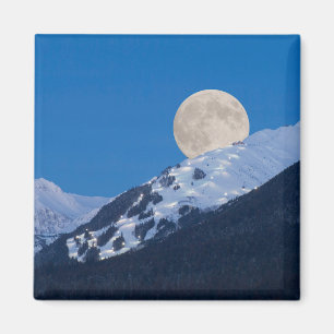 Full Moon Over Alyeska Ski Resort, Alaska Magnet