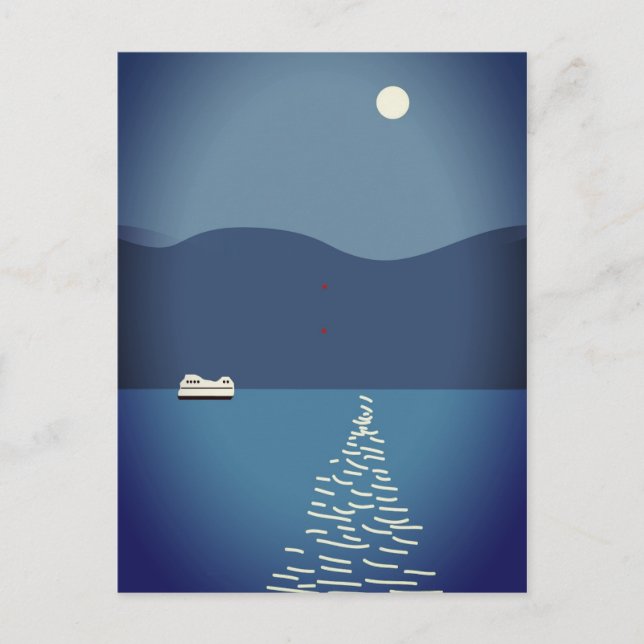 Full Moon Over Mountain River Landscape Postcard (Front)