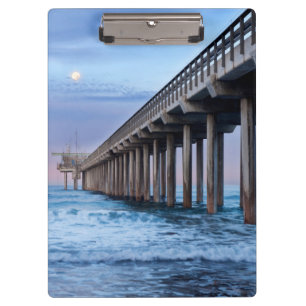 Full moon over pier, California Clipboard