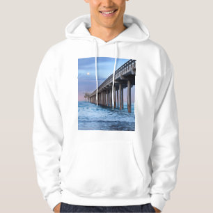 Full moon over pier, California Hoodie
