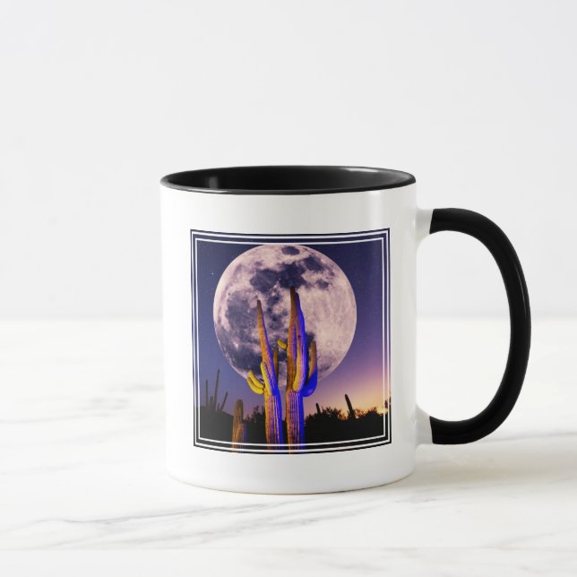 Full Moon Over Saguaro Cactus Mug (Right)