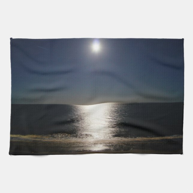 Full moon over the Atlantic Kitchen Towel (Horizontal)