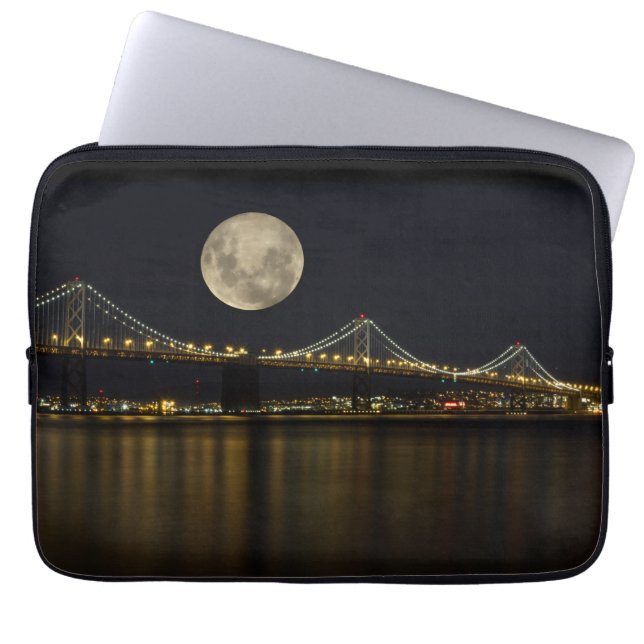 Full Moon Over the Bay Bridge Laptop Sleeve (Front)