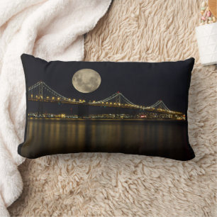 Full Moon Over the Bay Bridge Lumbar Pillow