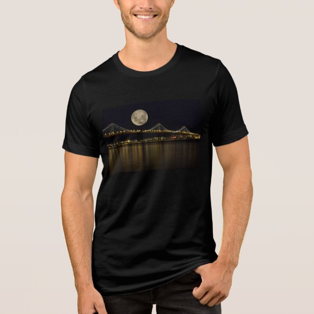 Full Moon Over the Bay Bridge Tri-Blend Shirt (Front)