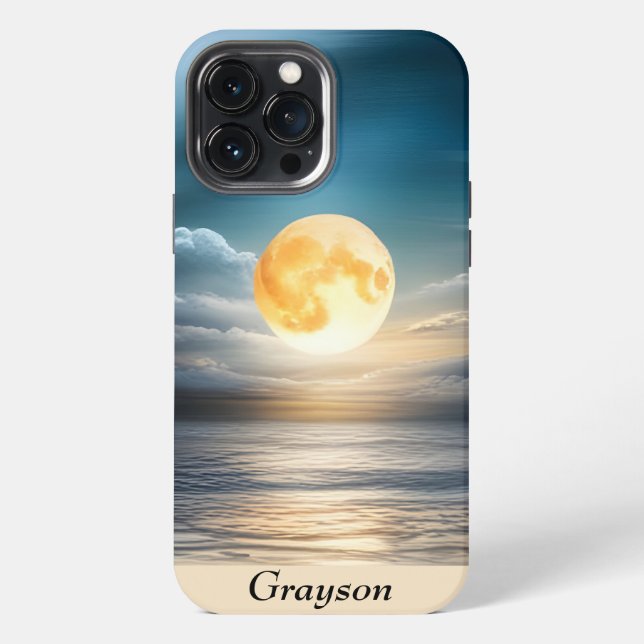 Full Moon Over the Ocean iPhone Case (Back)