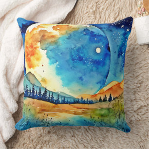 Full Moon Painting Throw Pillow