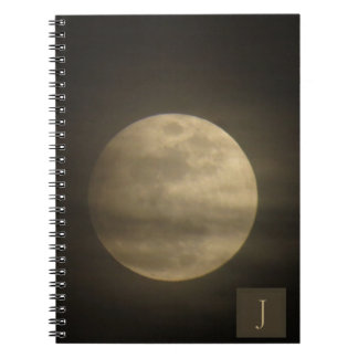 Full moon photo with gentle wispy clouds notebook