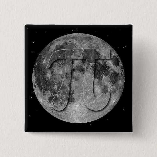 Full Moon Pi Day Fun 2 Inch Square Button (Front)