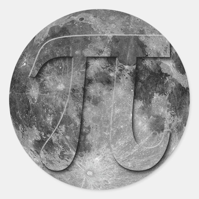 Full Moon Pi Day Fun Classic Round Sticker (Front)