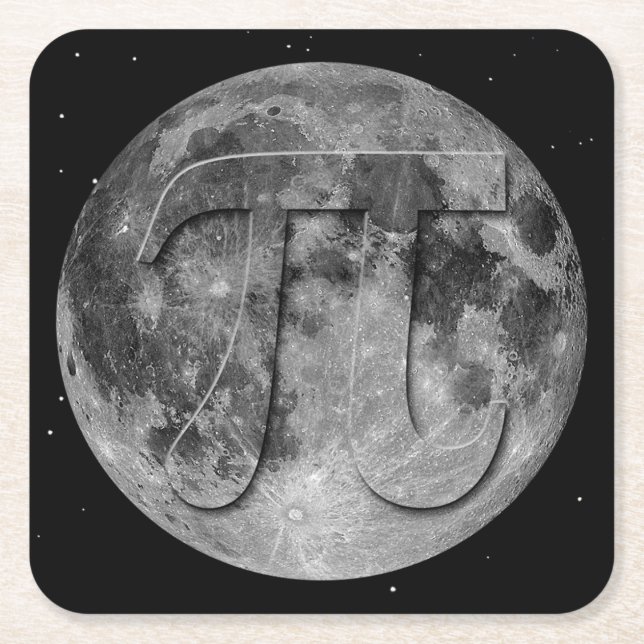 Full Moon Pi Day Fun Square Paper Coaster (Front)