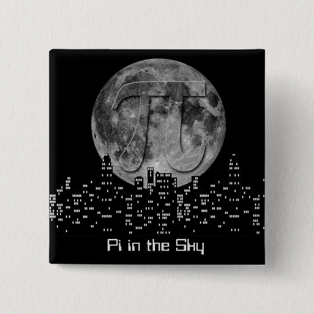 Full Moon Pi In The Sky 2 Inch Square Button (Front)