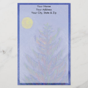 Full Moon Pine Tree Stationery