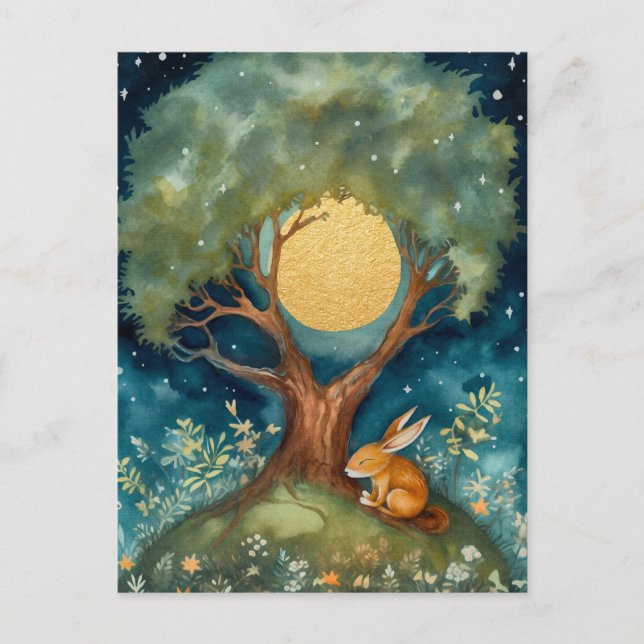 Full Moon Rabbit Postcard (Front)