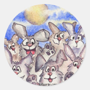 Full Moon Rabbits Sticker