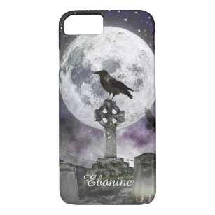 Full Moon Raven Celtic Cross iPhone Case