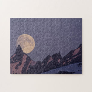 Full Moon Rises   Chugach Mountains Alaska Jigsaw Puzzle