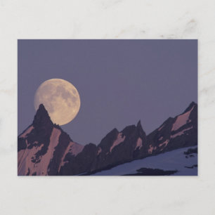 Full Moon Rises   Chugach Mountains Alaska Postcard