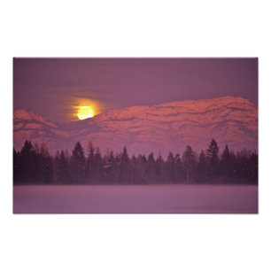 Full moon rises over Teakettle Mountain during Photo Print