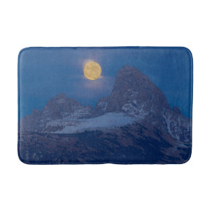 Full Moon Rising   Grand Teton Driggs, Idaho Bath Mat