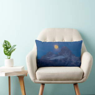 Full Moon Rising Grand Teton Driggs, Idaho Lumbar Pillow
