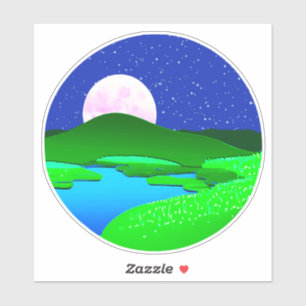 Full Moon Rising Over Green Hills