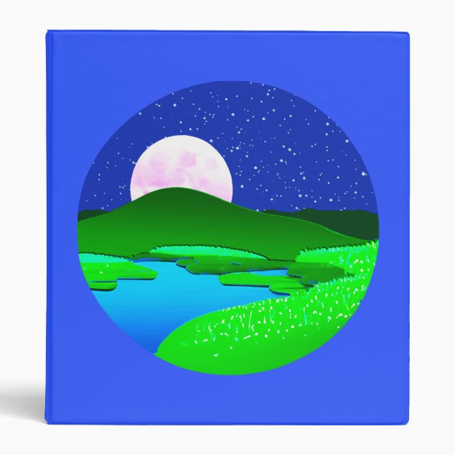 Full Moon Rising Over Green Hills   Binder (Front)
