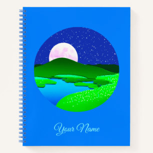Full Moon Rising Over Green Hills   Notebook