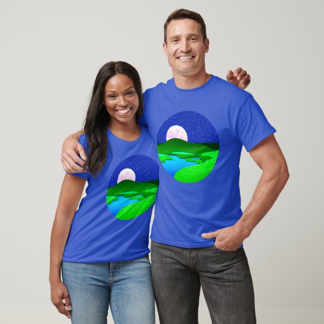 Full Moon Rising Over Green Hills   T-Shirt (Unisex)
