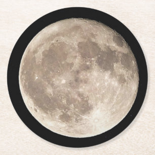 Full Moon Round Paper Coaster