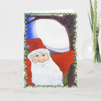 Full Moon Santa Holiday Card