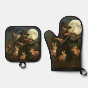 Full Moon Scarecrow Serenade Oven Mitt & Pot Holder Set