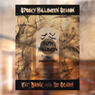 Full Moon Spider Bats Spooky Scary Happy Halloween Window Cling