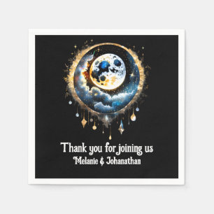 Full moon starry night luna celestial elegant napkin