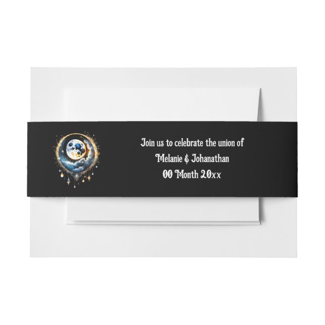 Full moon starry night sky celestial 3D chic Invitation Belly Band (Front Example)